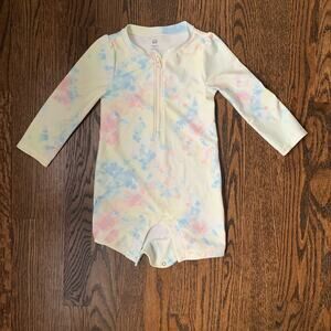 NWOT Baby Gap Rashguard Swimsuit Pastel Tie Dye 1-Piece | 18-24 Months